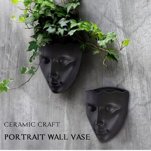 Modern Ceramic Face Wall Planter NWOT